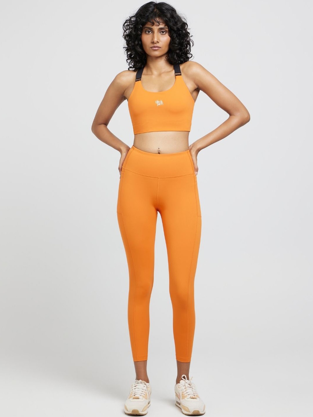 

LIFE & JAM Round Neck Sleeveless Sports Bra & Tights Co-Ords, Orange