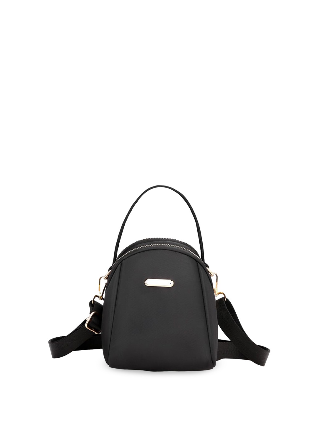 

Diva Dale Women Solid Half Moon Handheld Bag with Applique, Black