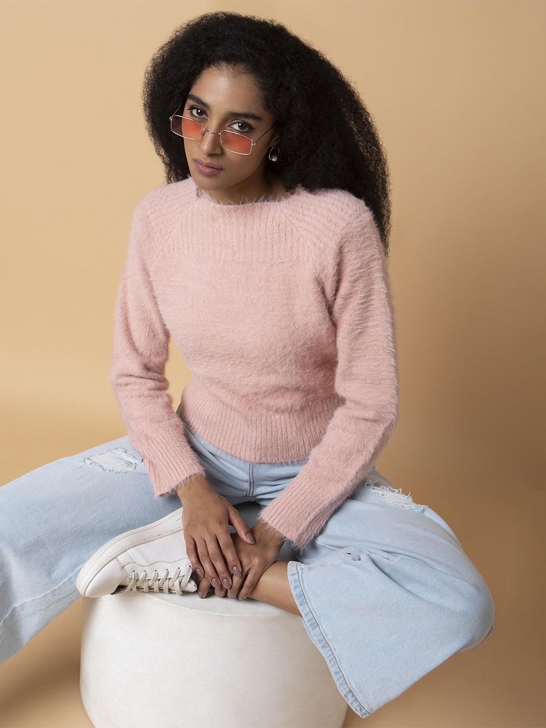 

SHOWOFF Women Cardigan with Fuzzy Detail, Peach
