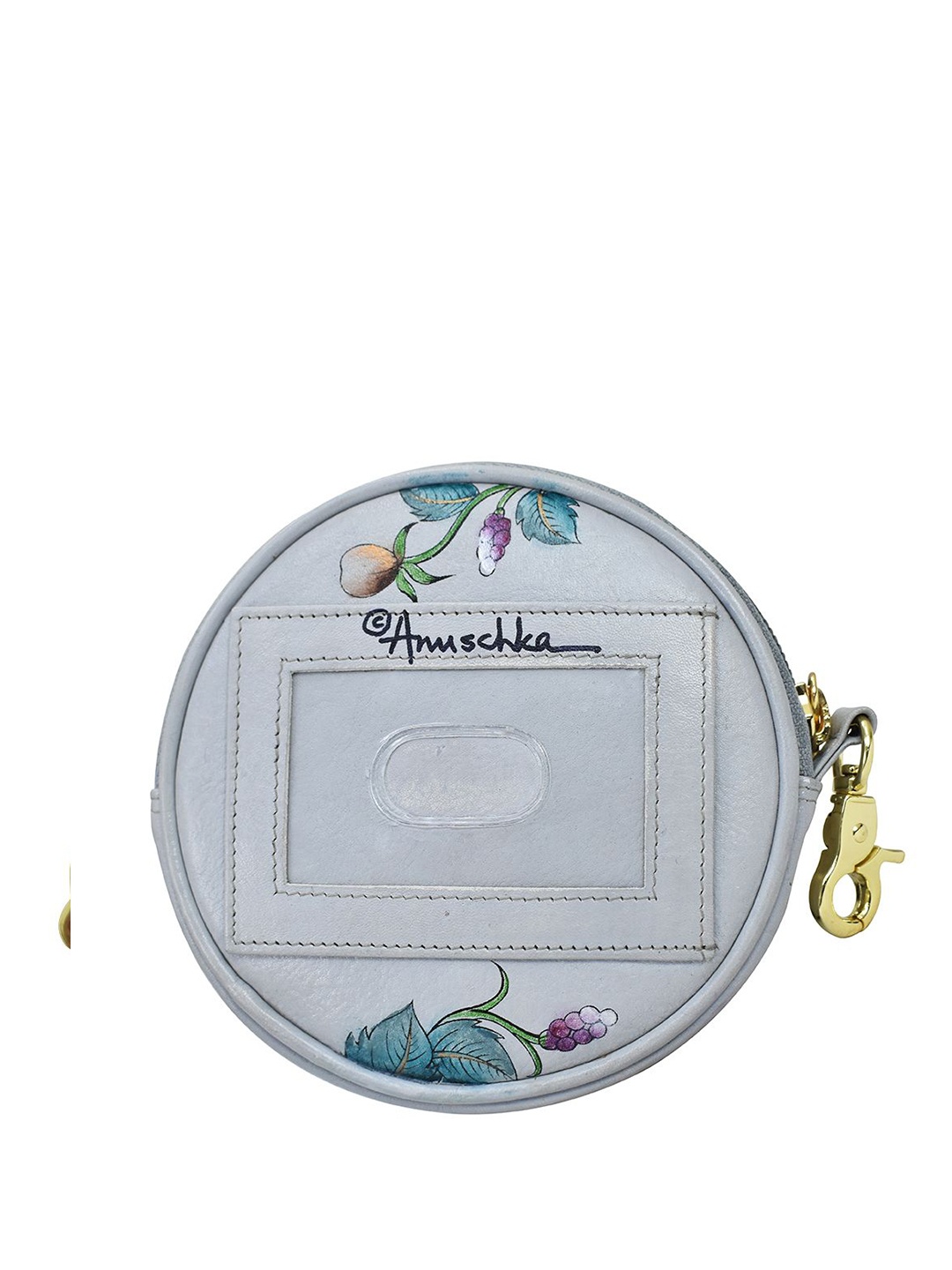 

Anuschka Women Floral Leather Zip Around Wallet, Grey