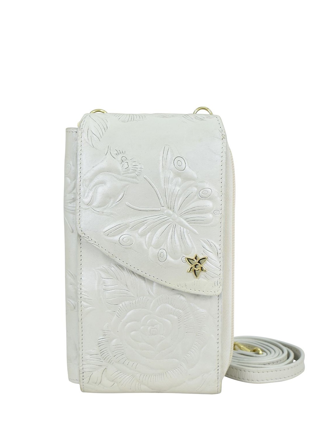 

Anuschka Women Floral Printed Leather Envelope, White