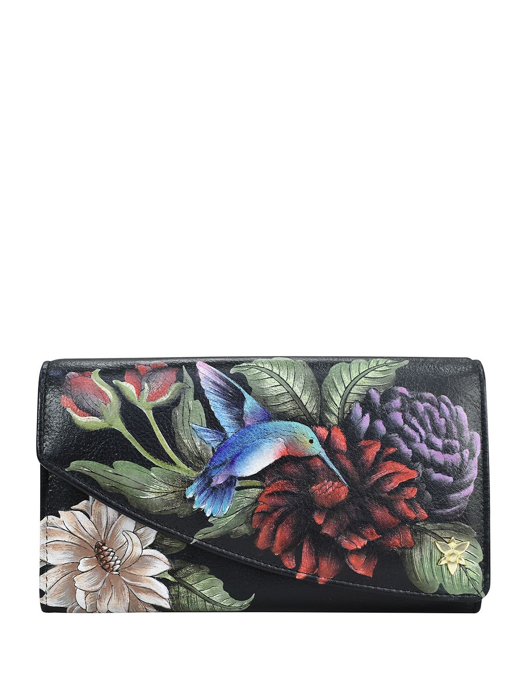 

Anuschka Women Floral Printed Leather Envelope, Black