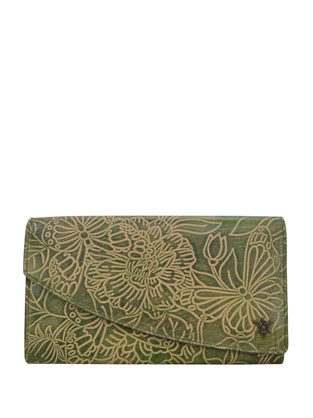 

Anuschka Women Floral Printed Leather Envelope, Green