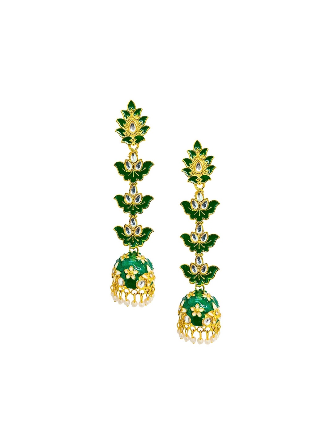 

Anouk Brass-Plated Contemporary Meenakari Jhumki Green