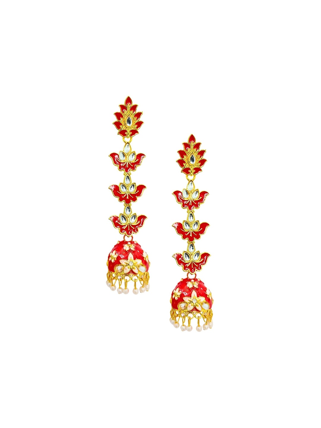 

Anouk Gold Plated Contemporary Jhumkas Earrings, Red