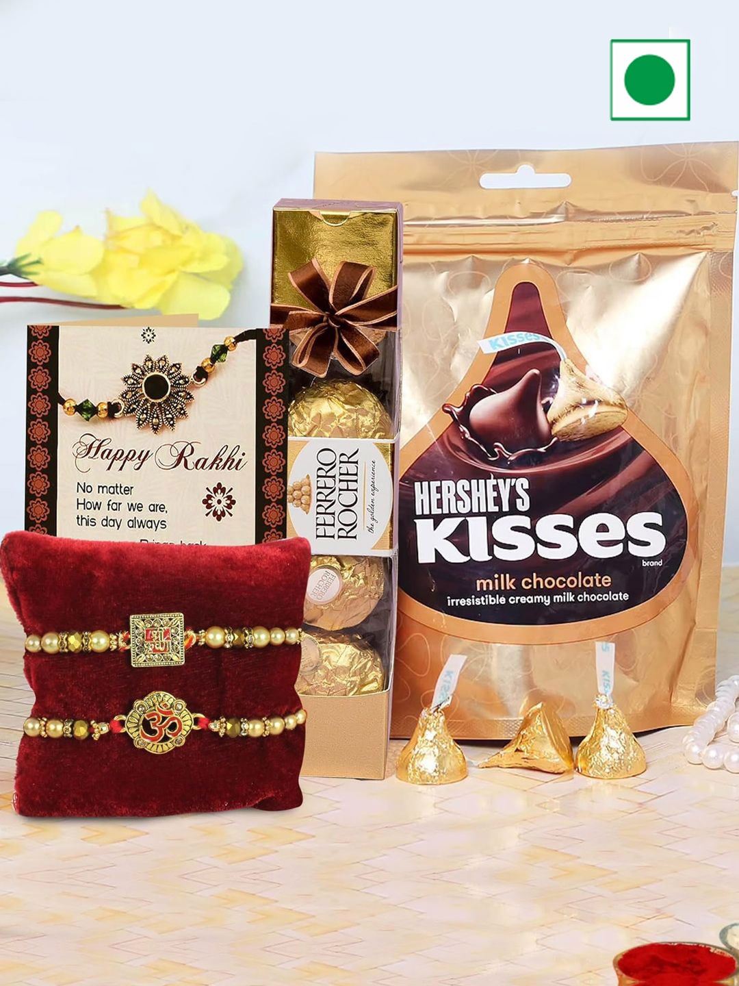 

TIED RIBBONS Set of 2 Rakhis with Chocolate, Brown