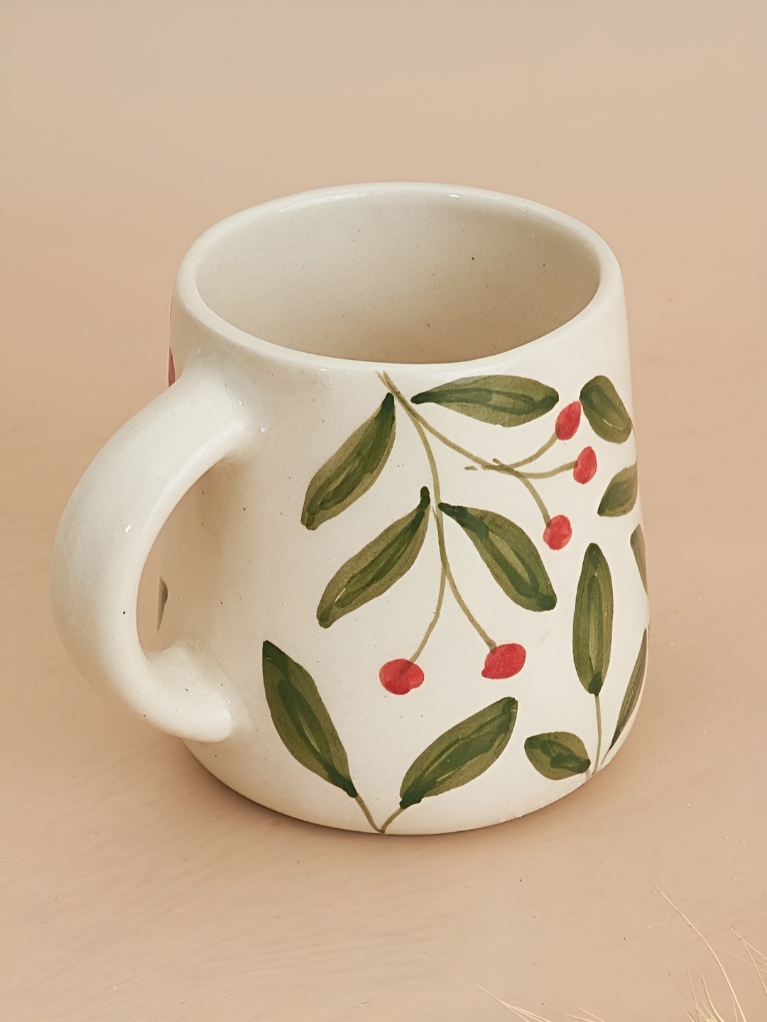 

NURTURE INDIA Green & Cream-Coloured Printed Ceramic Glossy Cups Set of Cups and Mugs