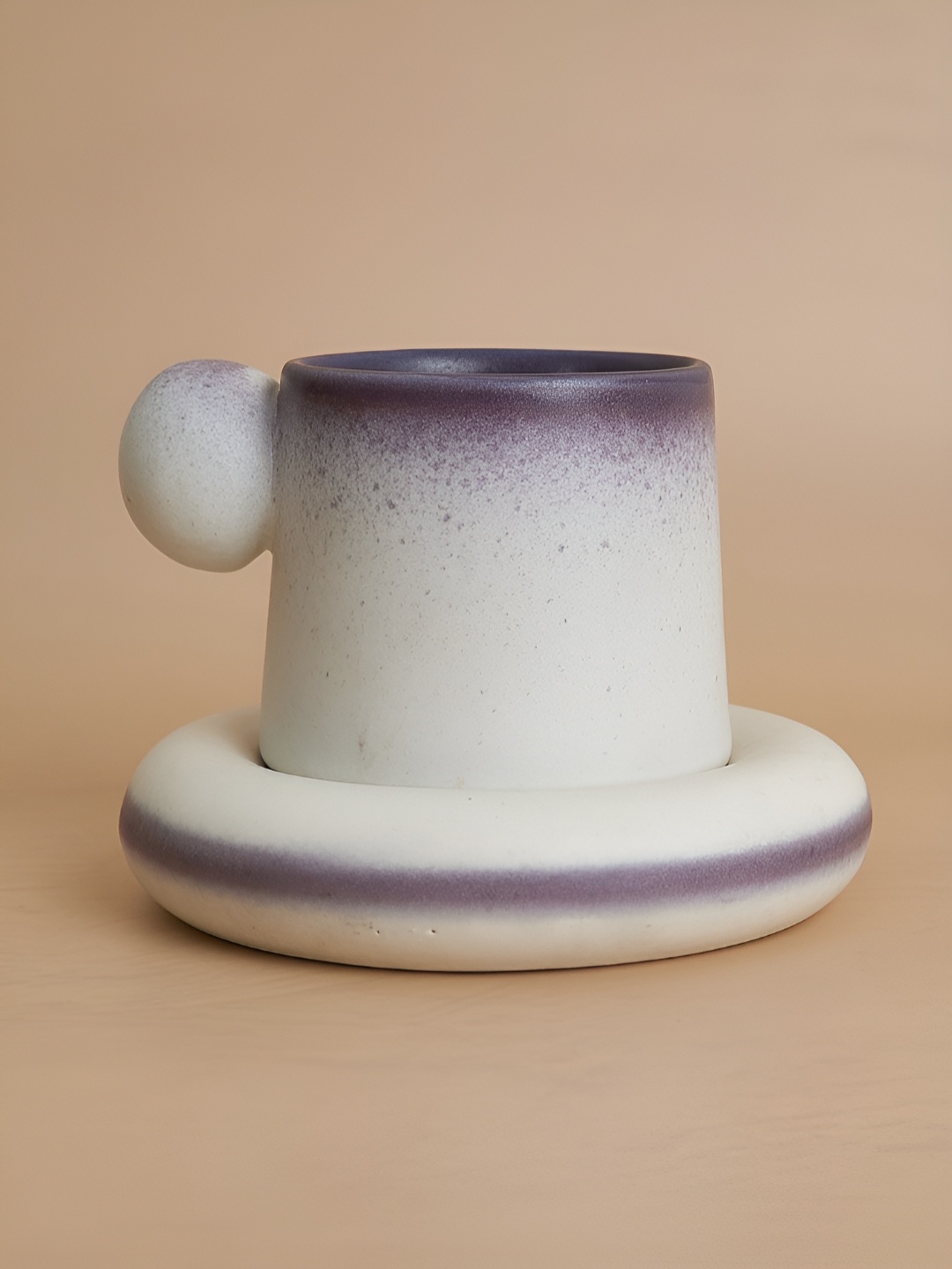 

NURTURE INDIA Purple & White Solid Ceramic Matte Cups Set of Cups and Mugs
