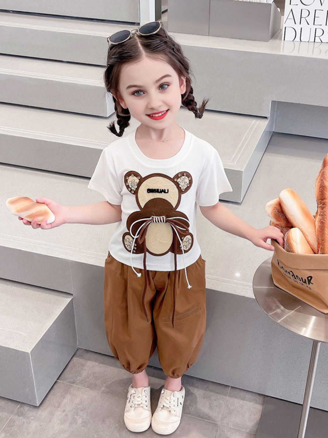 

INCLUD Girls T-shirt with Trousers, White
