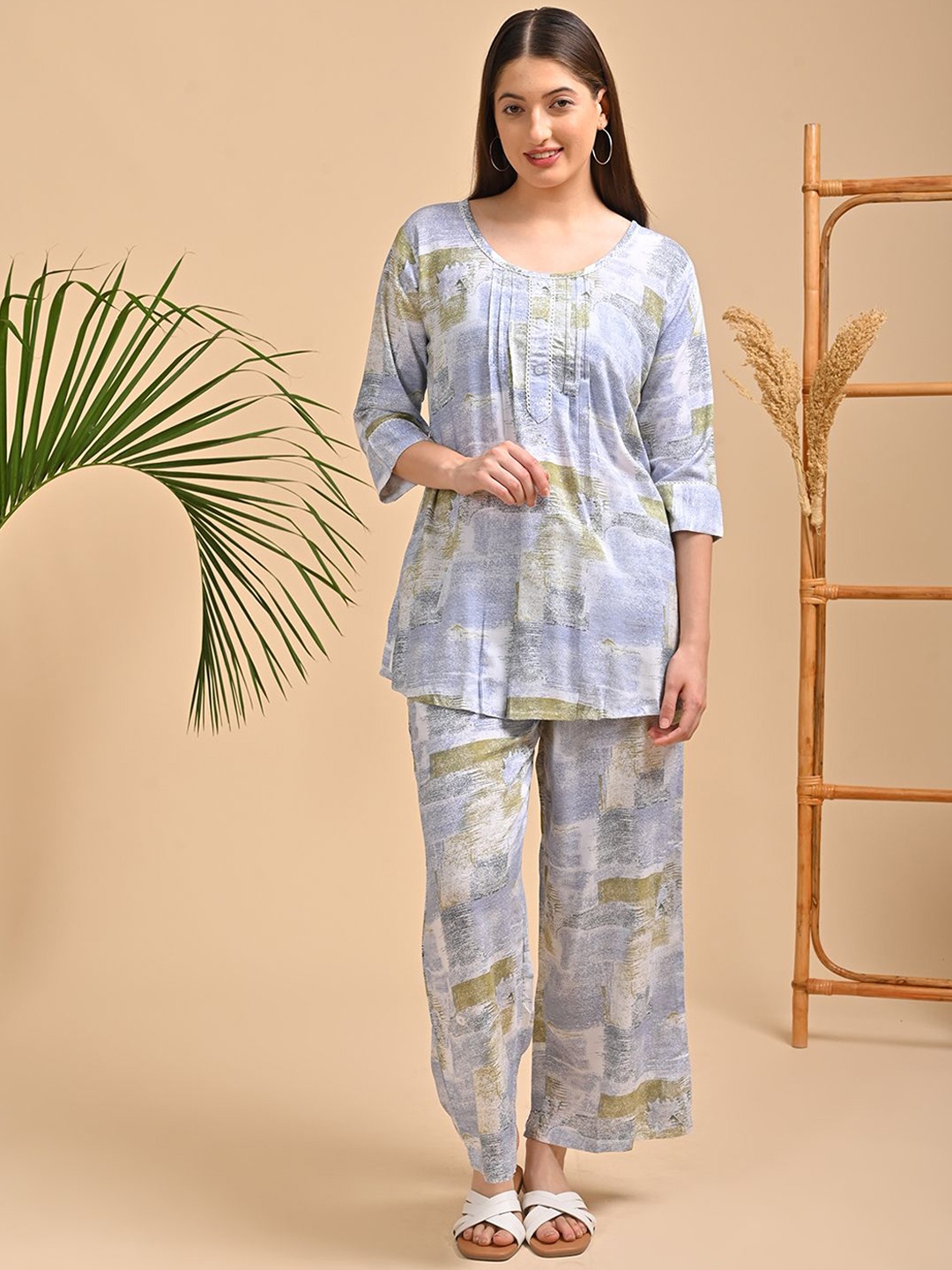 

GOLDSTROMS Printed Tunic & Trousers Co-Ords, Blue