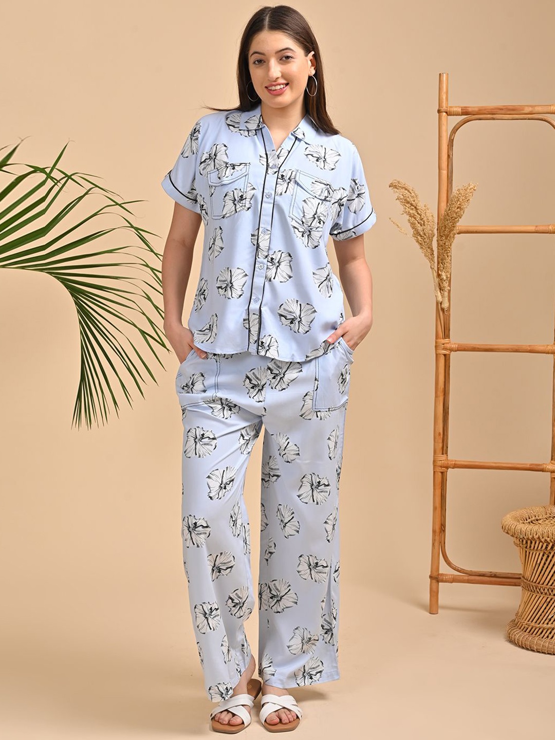 

GOLDSTROMS Printed Shirt With Pyjamas, Blue