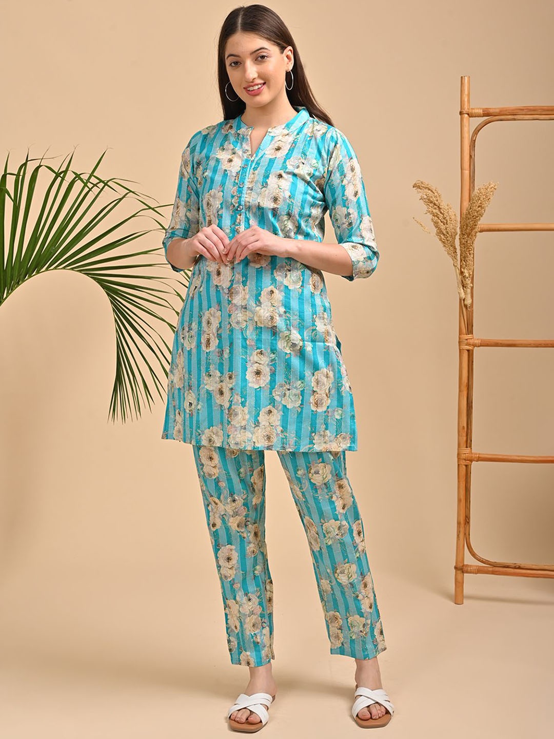 

GOLDSTROMS Printed Tunic & Trousers Co-Ords, Sea green