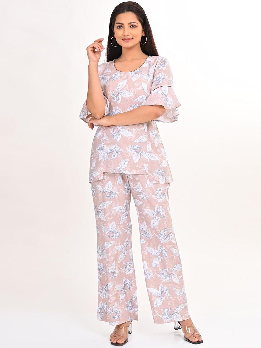 

GOLDSTROMS Printed Top & Trousers Co-Ords, Beige