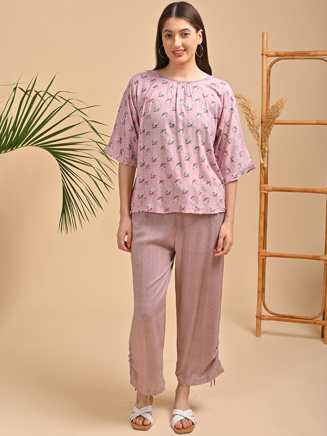 

GOLDSTROMS Printed Top With Trousers Co-Ords, Pink