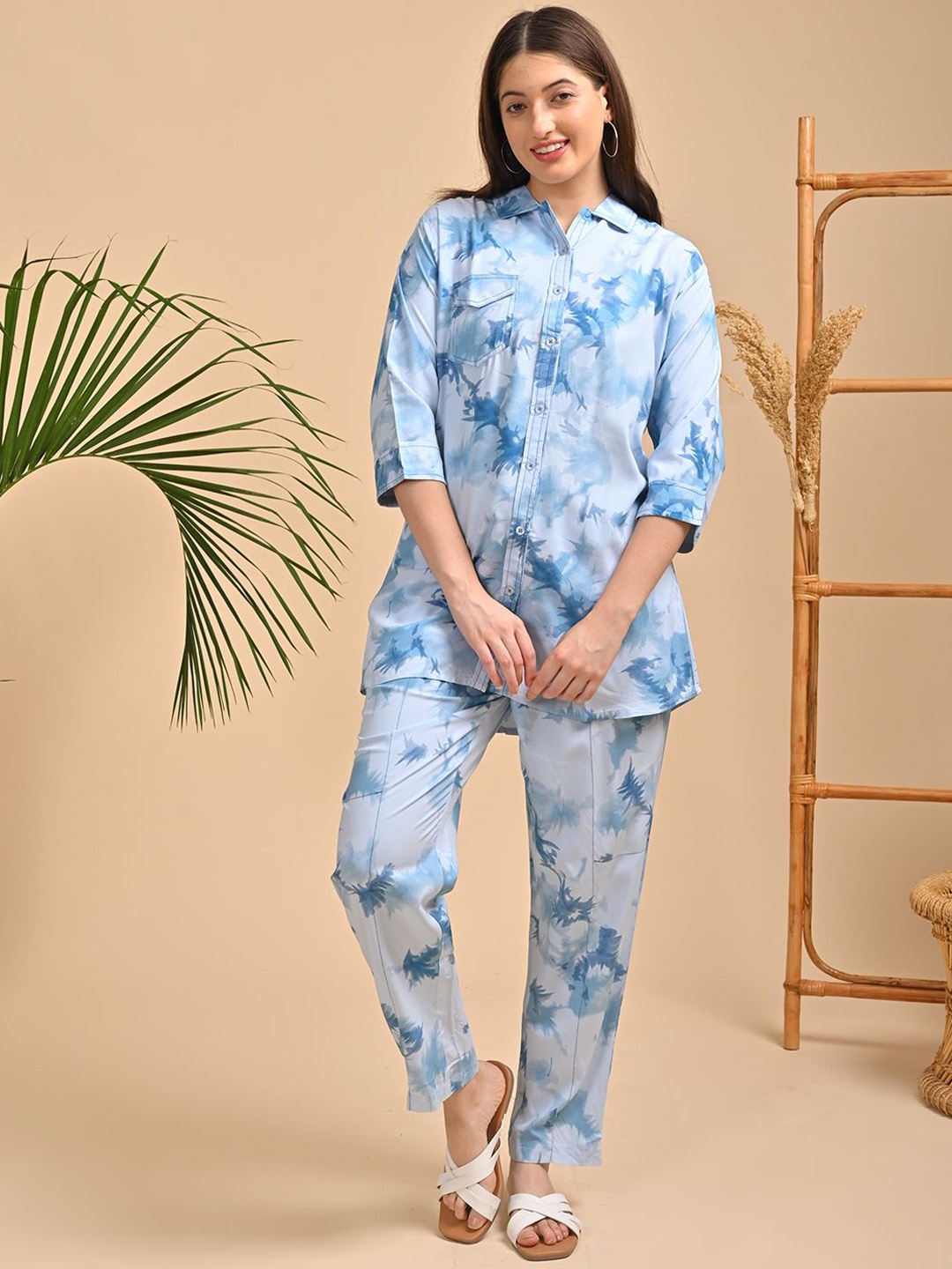 

GOLDSTROMS Printed Shirt With Trousers, Blue