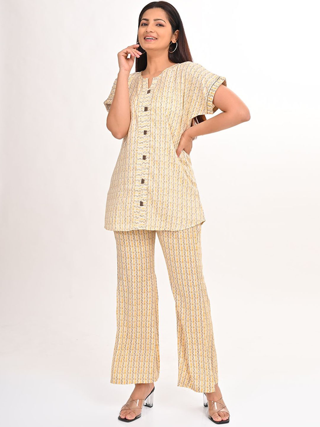 

GOLDSTROMS Printed Top With Trousers, Yellow