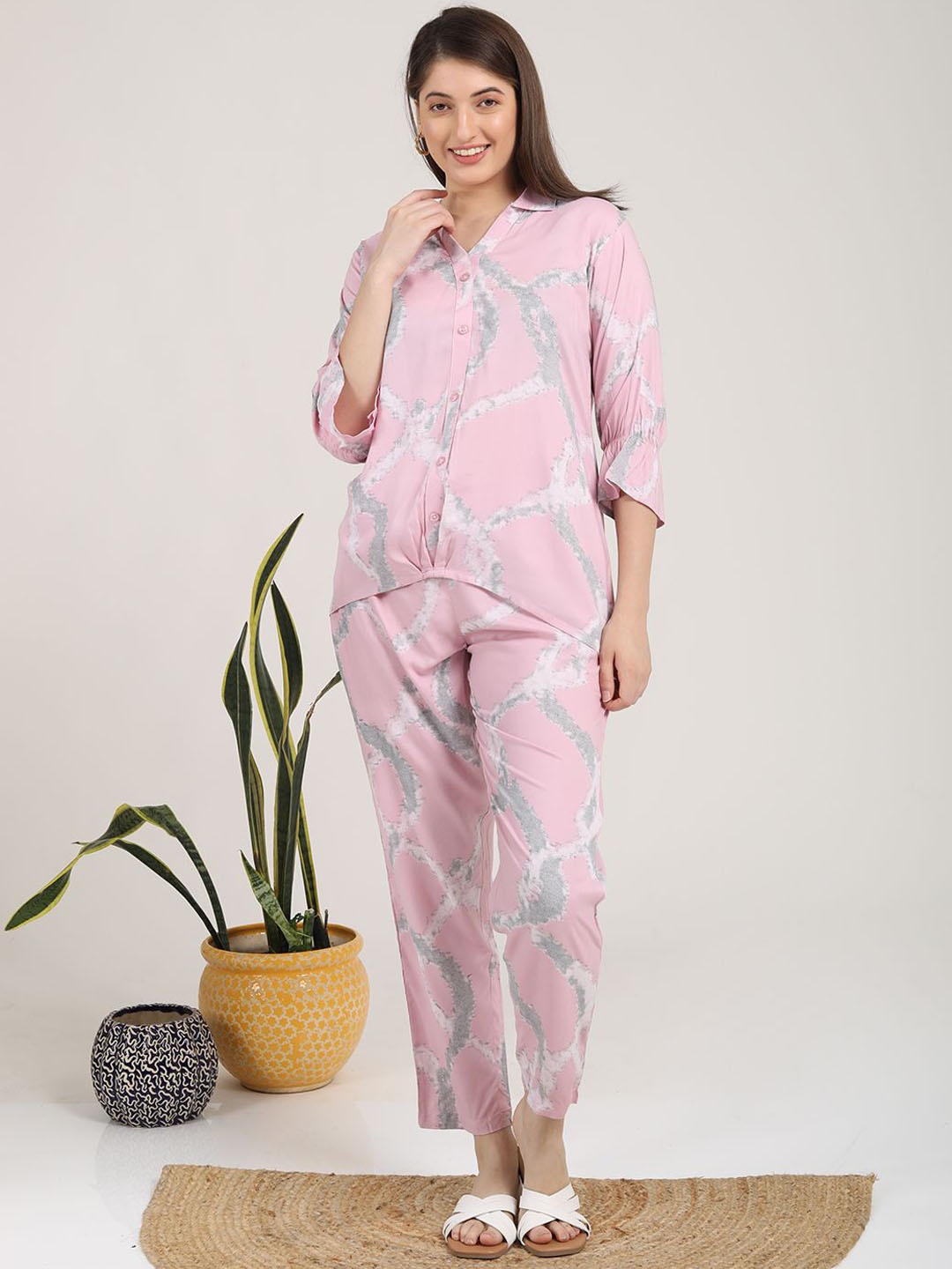

GOLDSTROMS Printed Top With Trousers Co-Ords, Pink