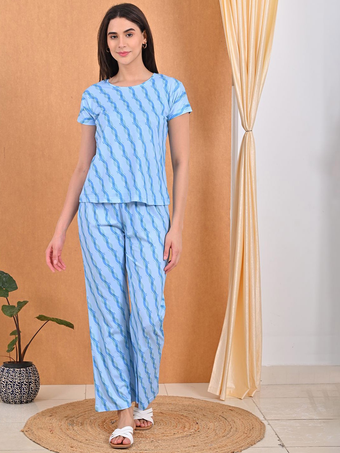 

GOLDSTROMS Printed Top With Trouser Co-Ords Set, Blue