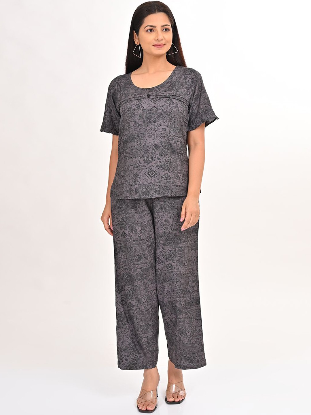 

GOLDSTROMS Printed Top & Trousers, Charcoal