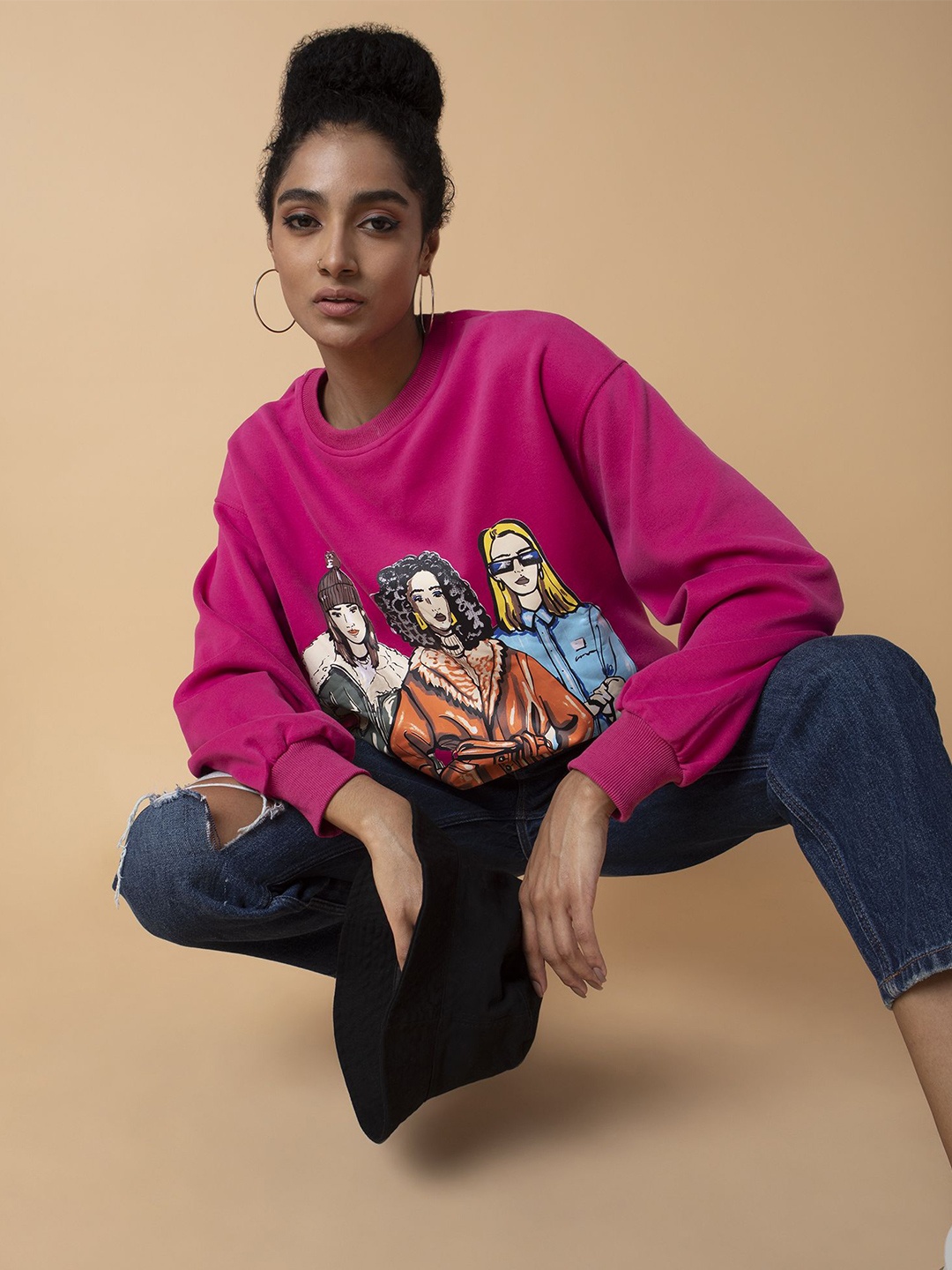 

SHOWOFF Women Printed Sweatshirt, Pink