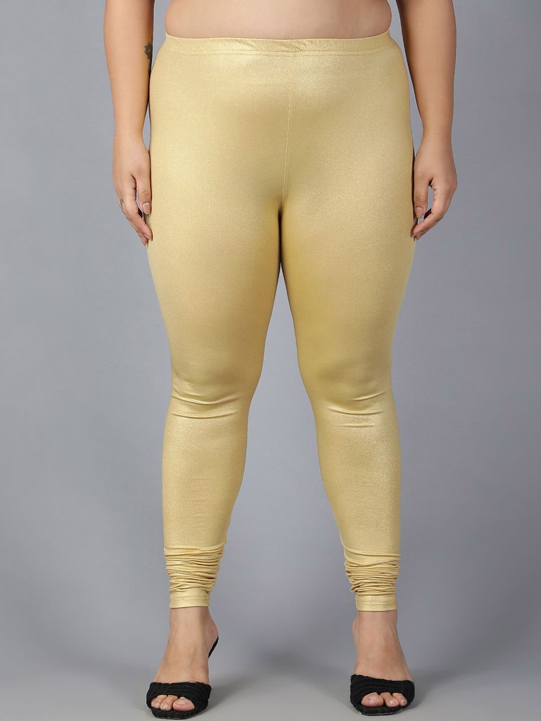 Plus Size Women Plus Size Churidar-Length Leggings, Gold