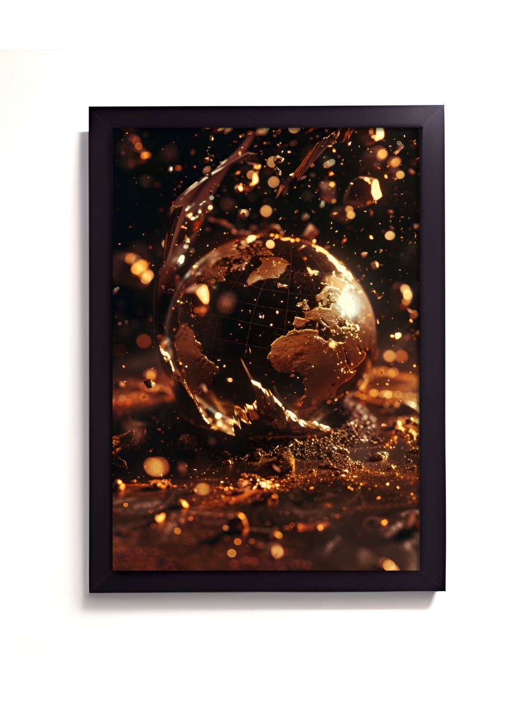 

RANDOM Gold Toned & Black Abstract Painting Wall Art