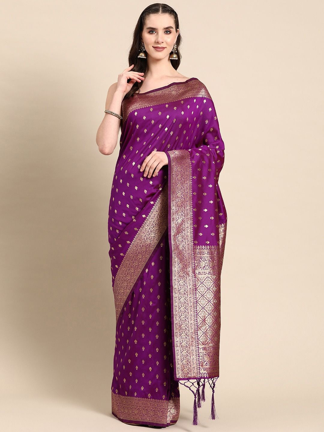 

Panchaamrit Ethnic Motifs Zari Banarasi Saree, Purple