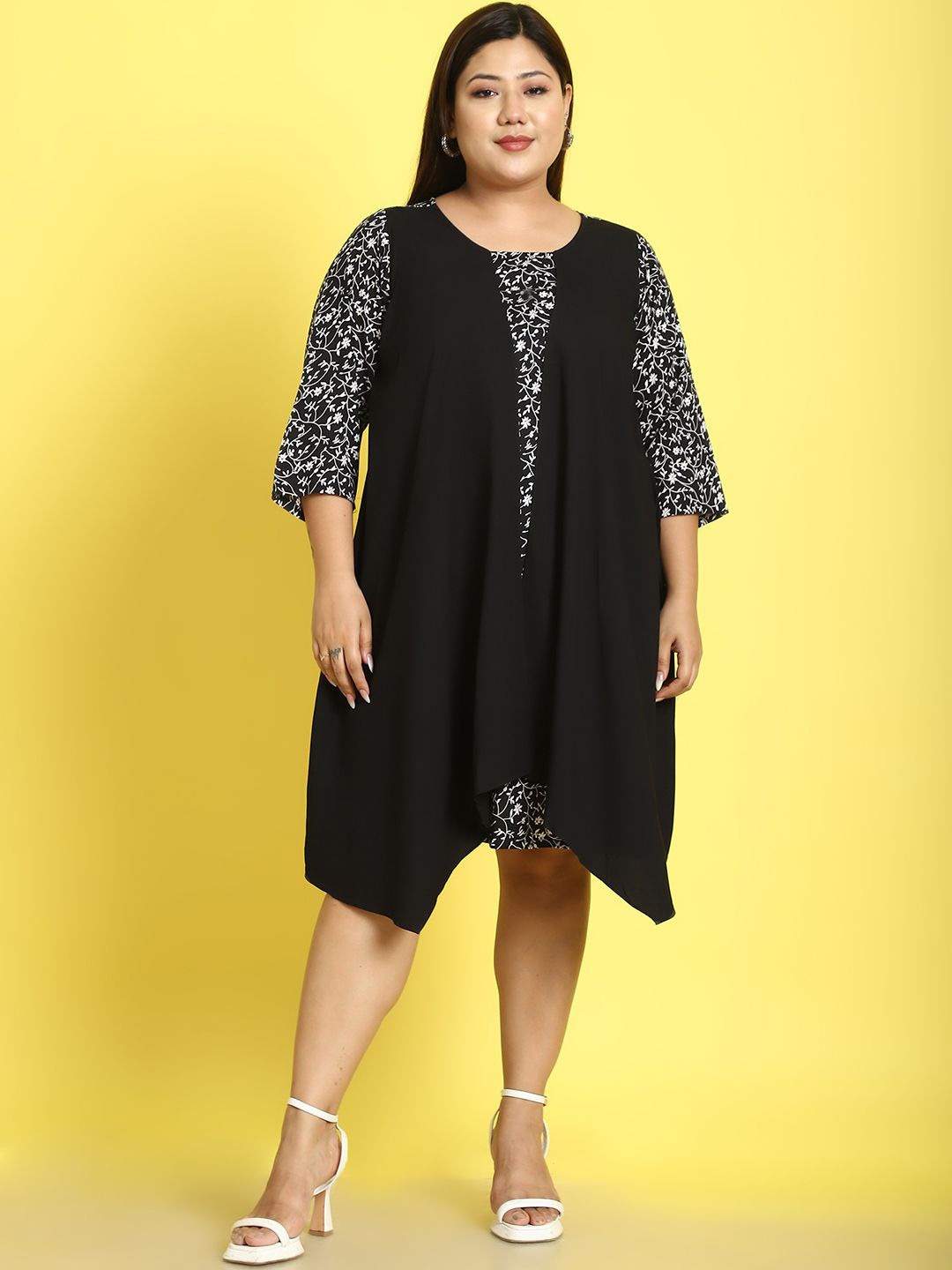 

theRebelinme Plus Size Layered A-Line Dress, Black