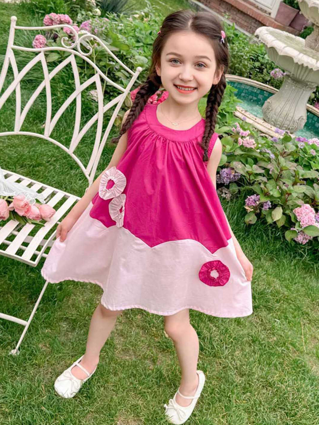 

INCLUD Girls Sleeveless A-Line Dress, Pink