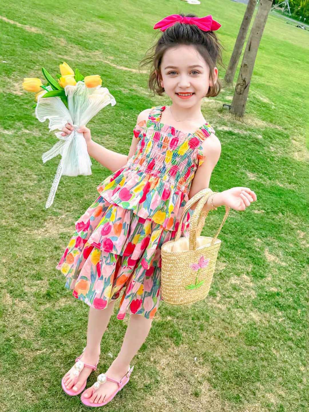

INCLUD Girls Floral Print Sleeveless Fit & Flare Dress, Multi