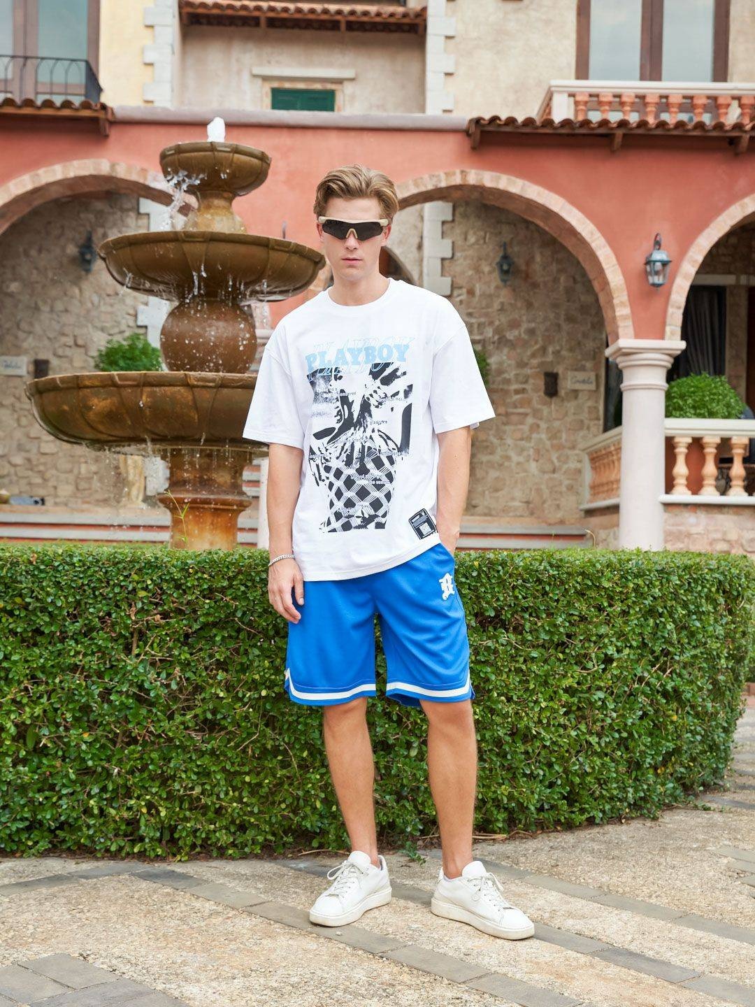 Bonkers Corner Men Graphic Printed Round Neck Cotton Oversized T-shirt, White