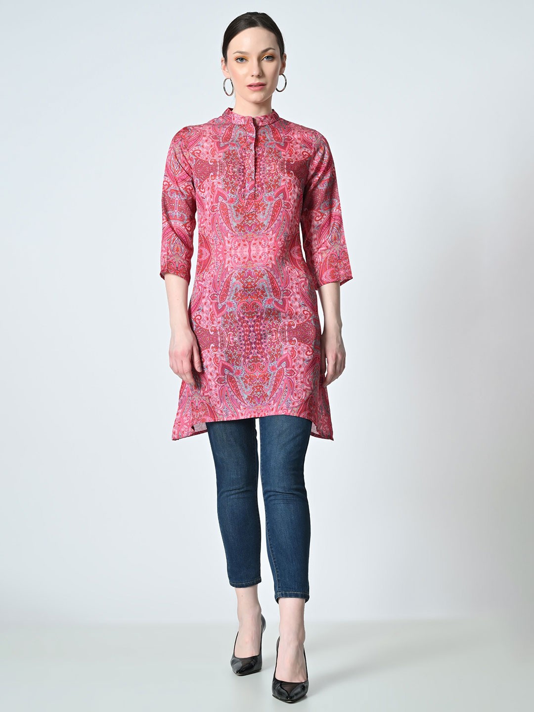

FRENY FASHION Women Ethnic Motifs Printed Kurti, Pink
