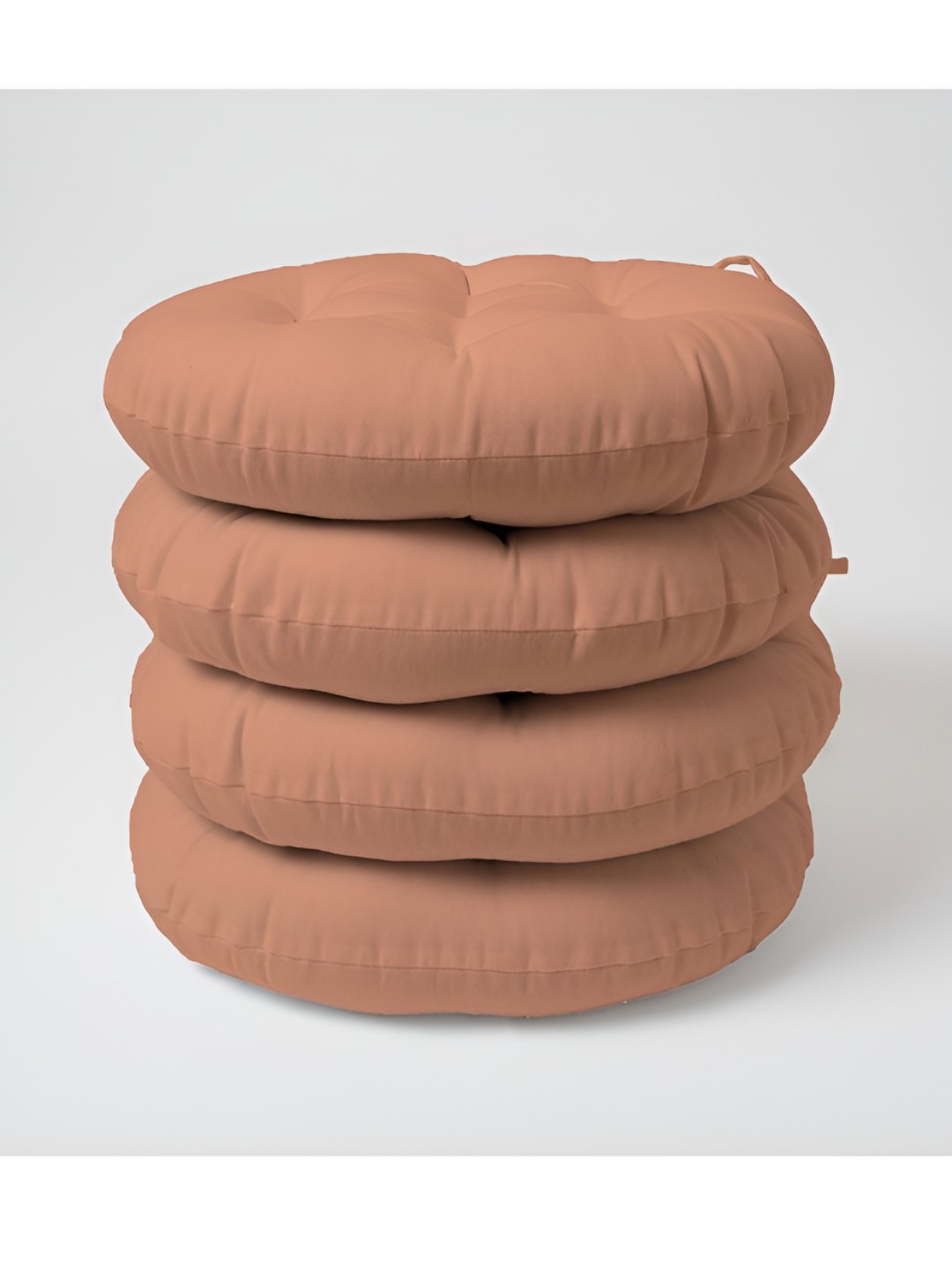 

SKANDA FAB Peach 4 Pieces Pure Cotton Round Chair Pads