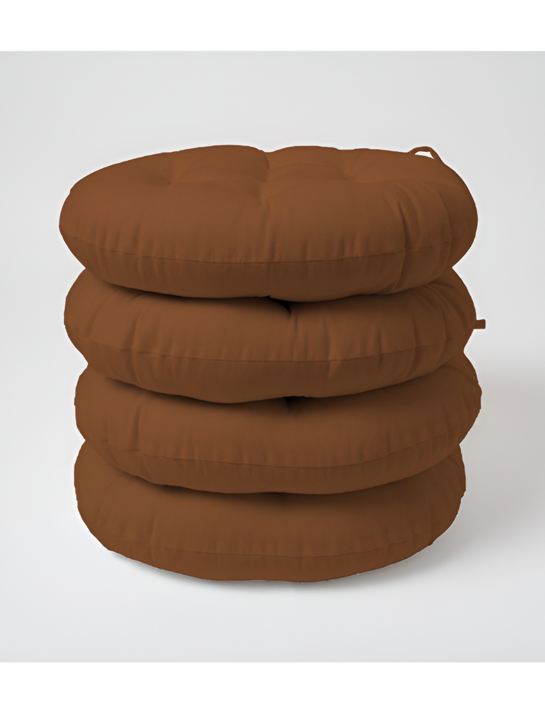 

SKANDA FAB Brown 4 Pieces Pure Cotton Round Chair Pads