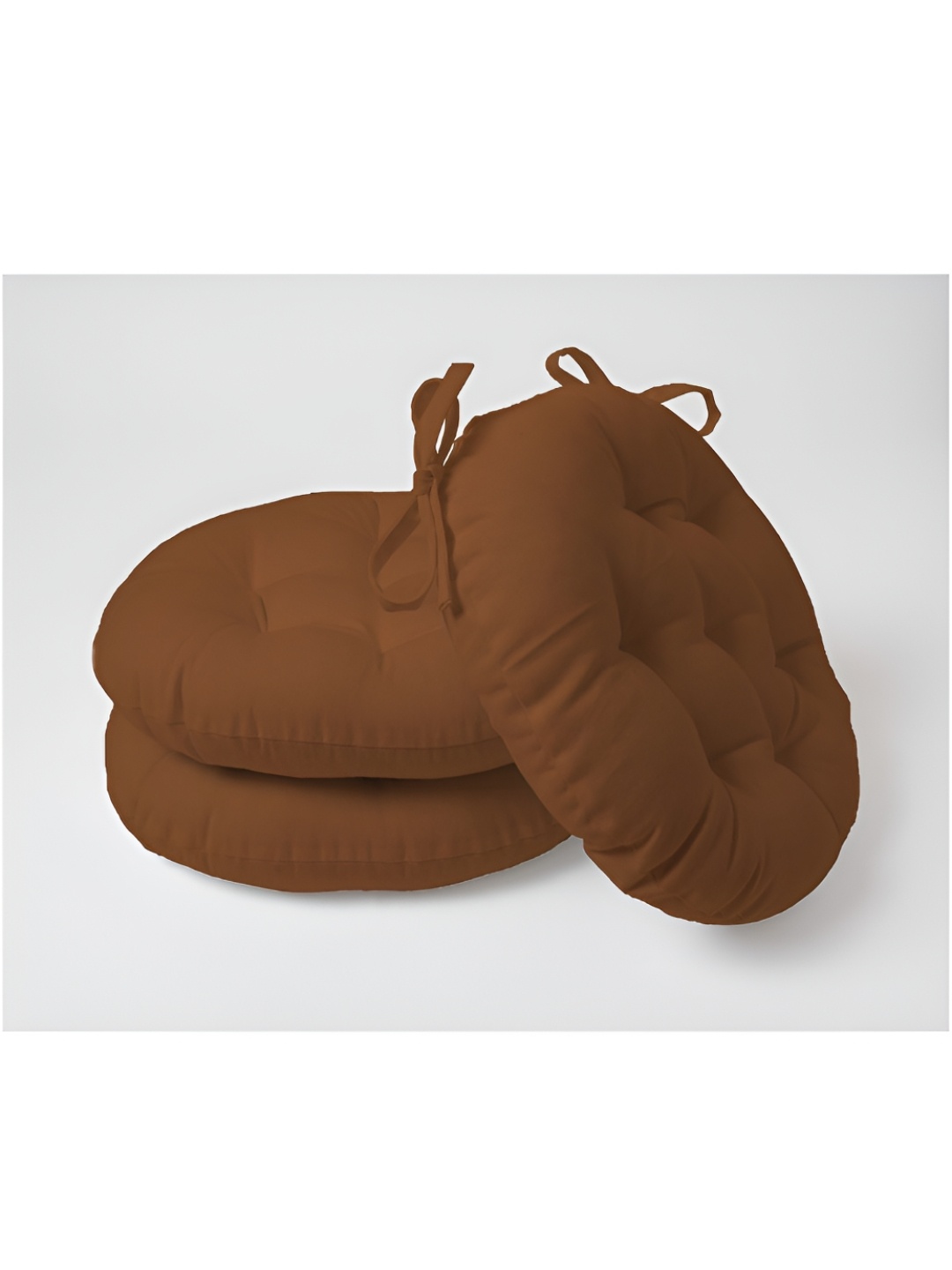 

SKANDA FAB Brown 3 Pieces Pure Cotton Chair Pads, Camel brown