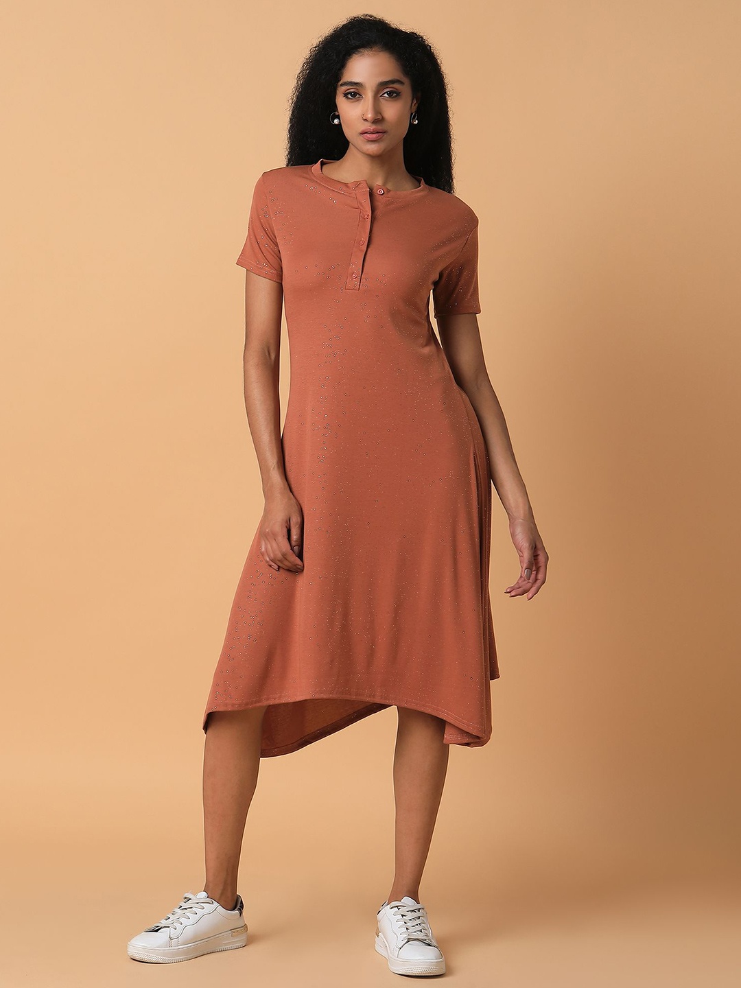 

SHOWOFF Solid A-Line Dress, Rust
