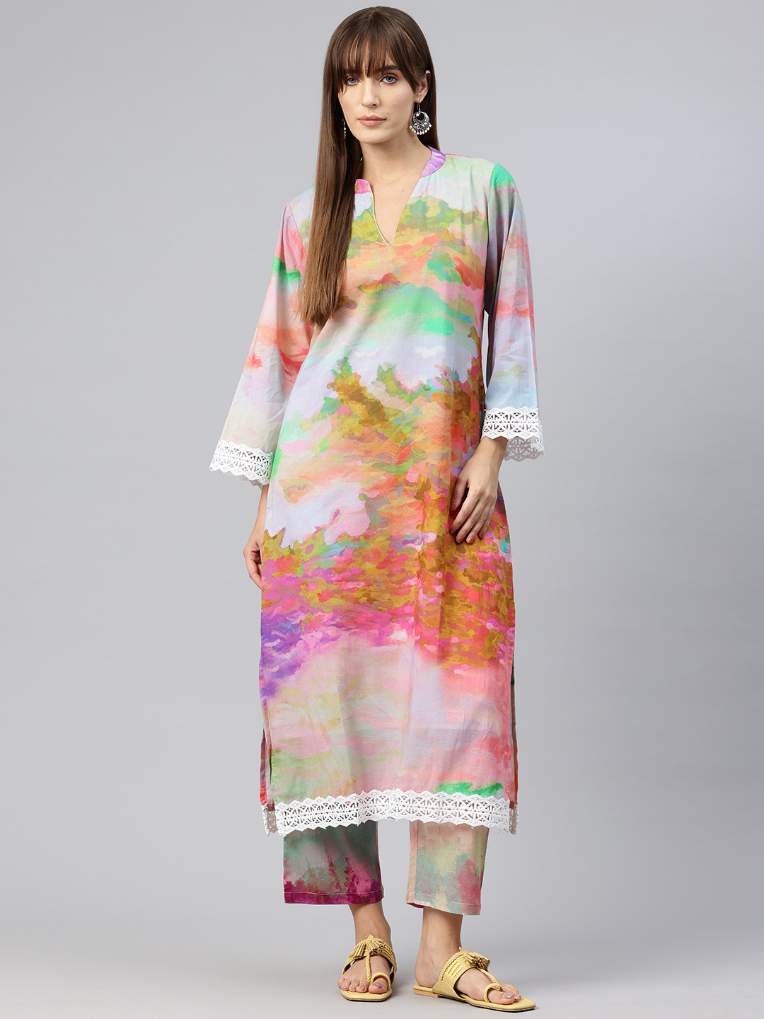 

BUTA BUTI Women Kashia Printed Kurta & Trousers Set, Multi