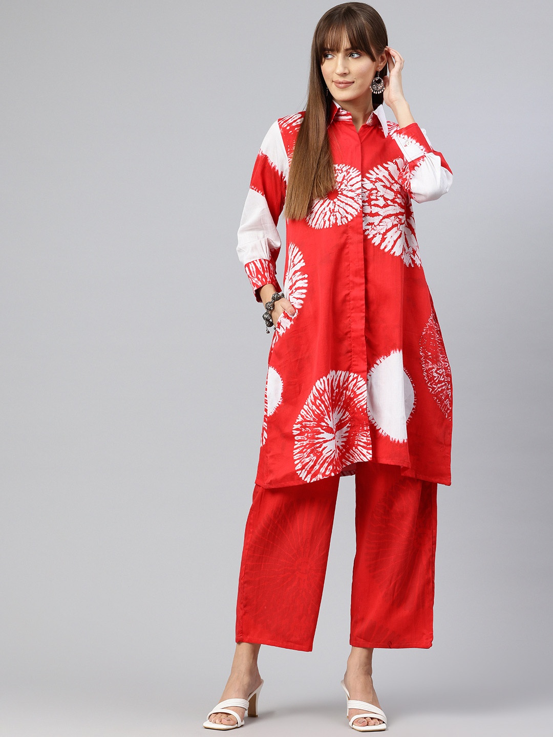 

BUTA BUTI Printed Pure Cotton Kurta With Palazzos, Red