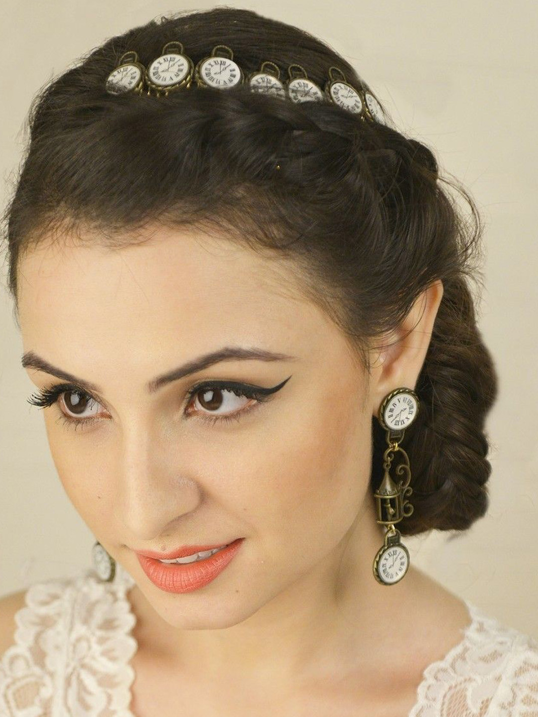 

REJUVENATE JEWELS TIME IN THE CAGE Brass Plated Drop Earrings, Gold
