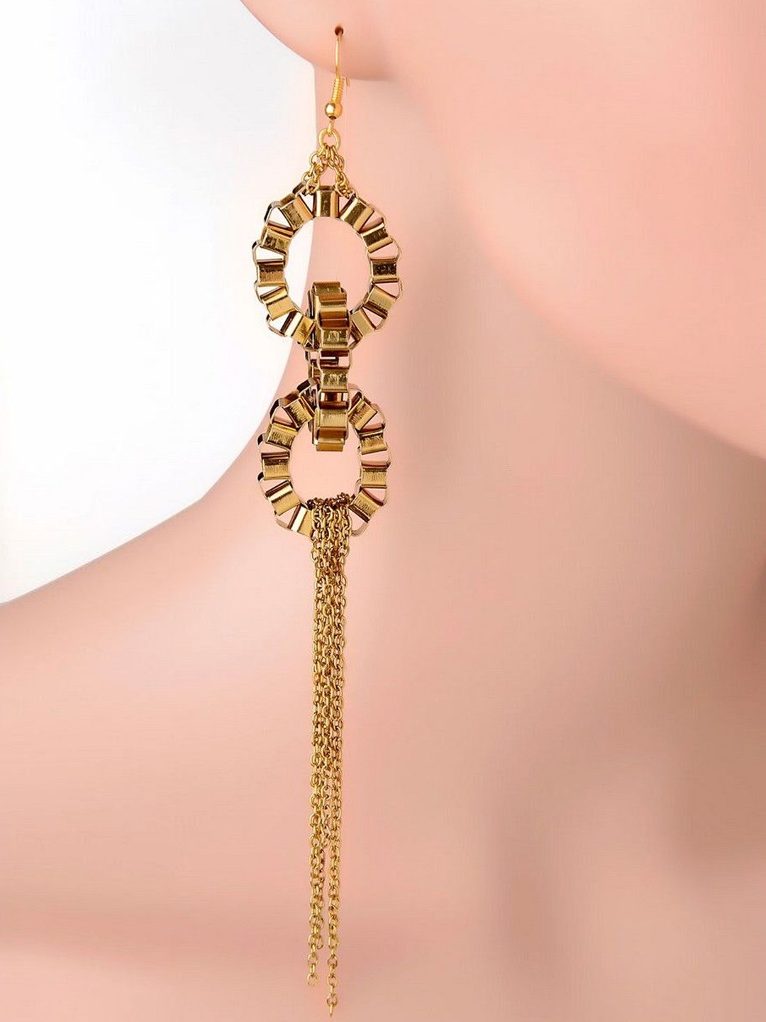 

REJUVENATE JEWELS Brass-Plated Contemporary Drop Earrings, Gold