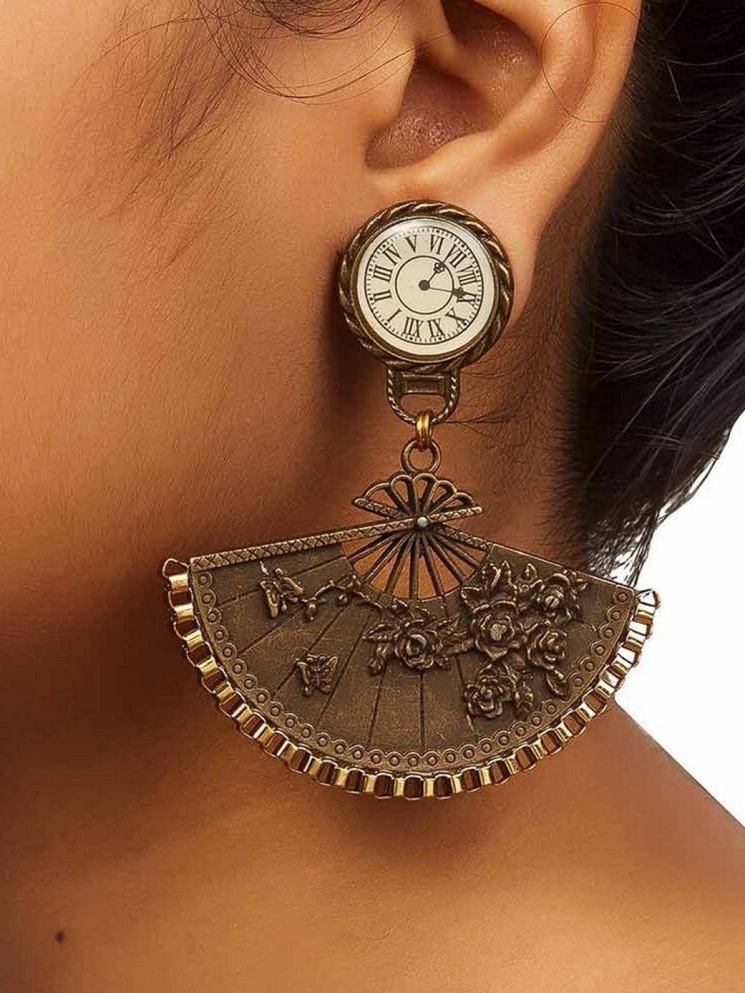 

REJUVENATE JEWELS Brass-Plated Contemporary Drop Earrings, Grey
