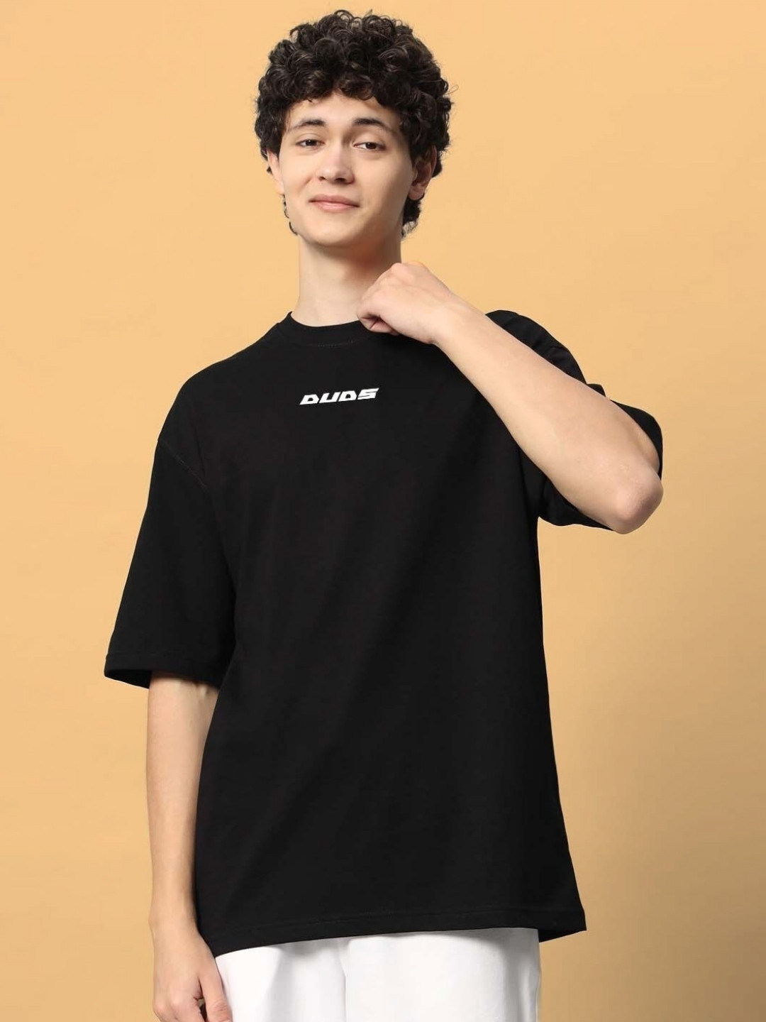 

WEARDUDS Men Printed Monochrome T-shirt, Black