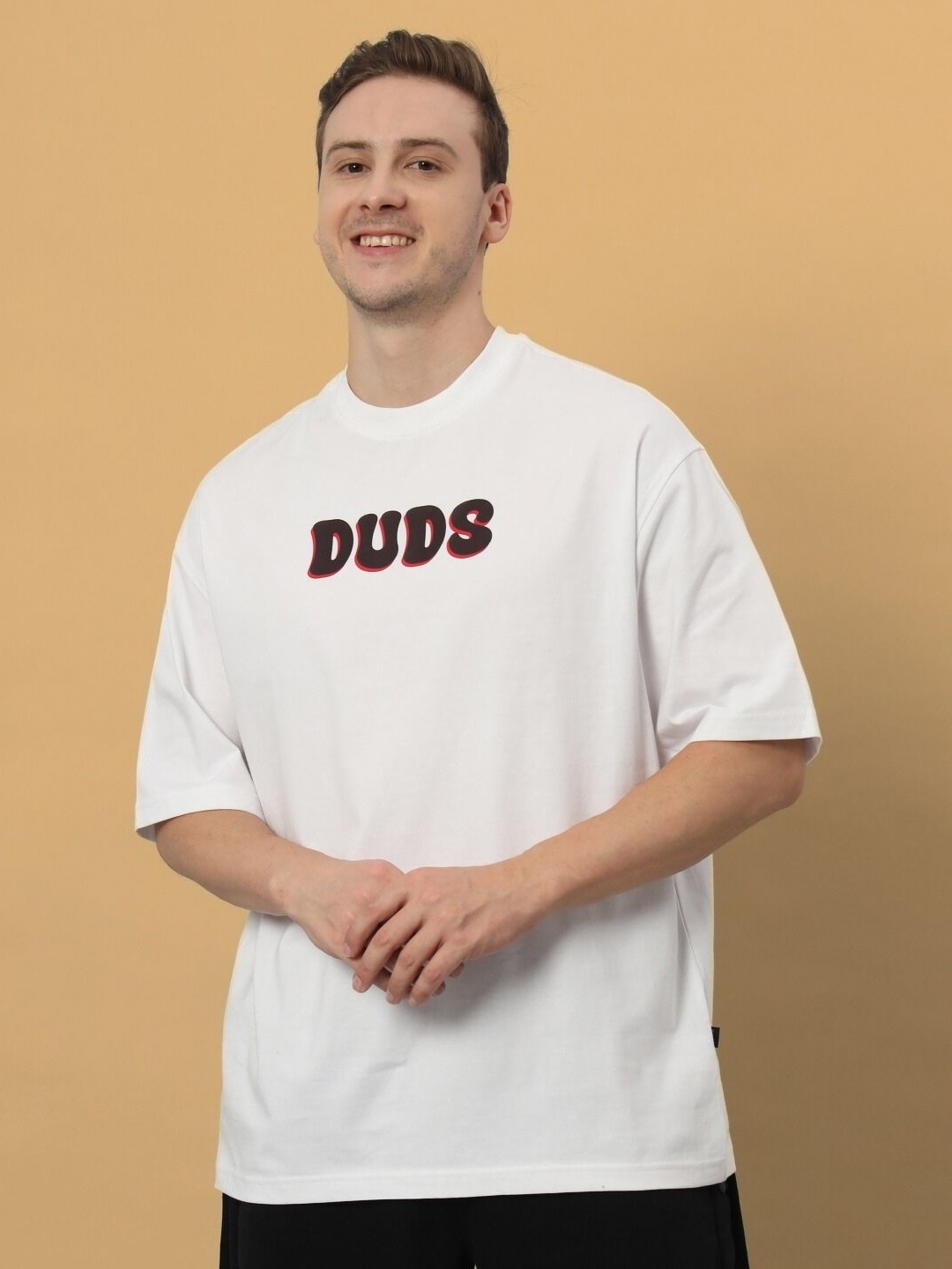

WEARDUDS Men Printed Applique T-shirt, White