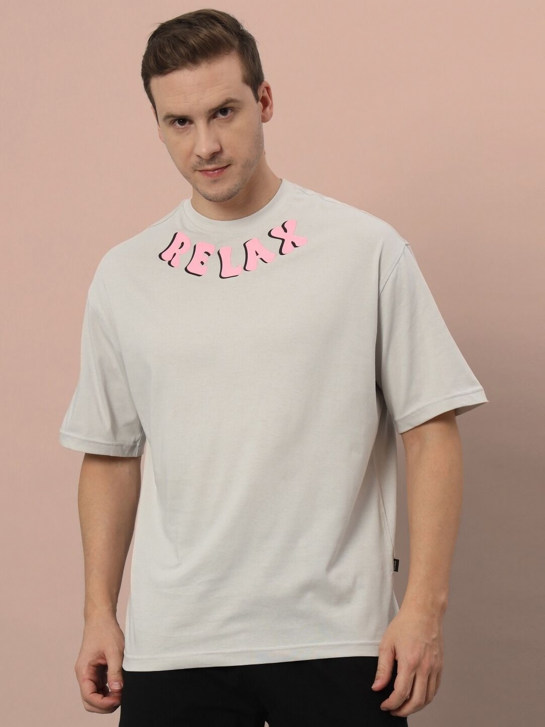 

WEARDUDS Men Printed Raw Edge cotton T-shirt, Grey
