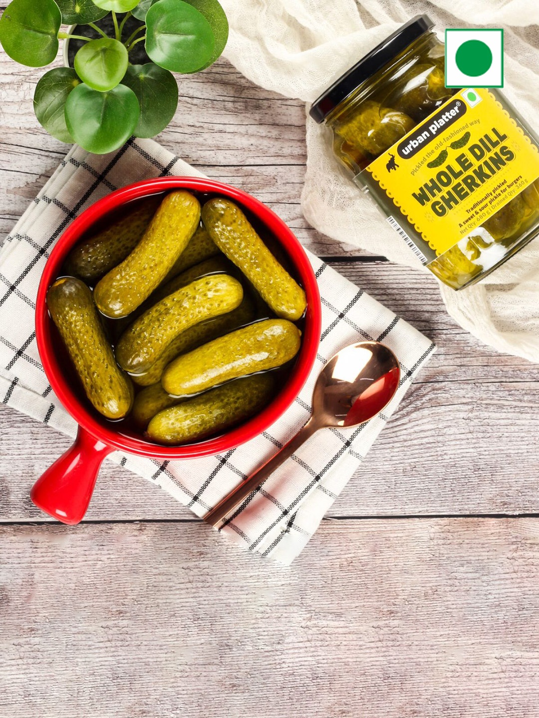 

URBAN PLATTER Whole Dill Gherkins 680g, Green