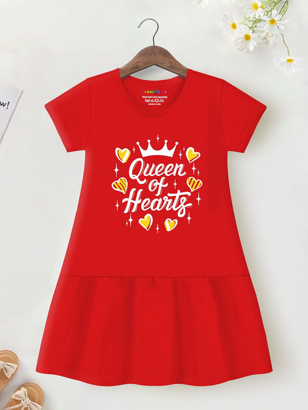 

YK X Trampoline Girls Typography Print A-Line Dress, Red
