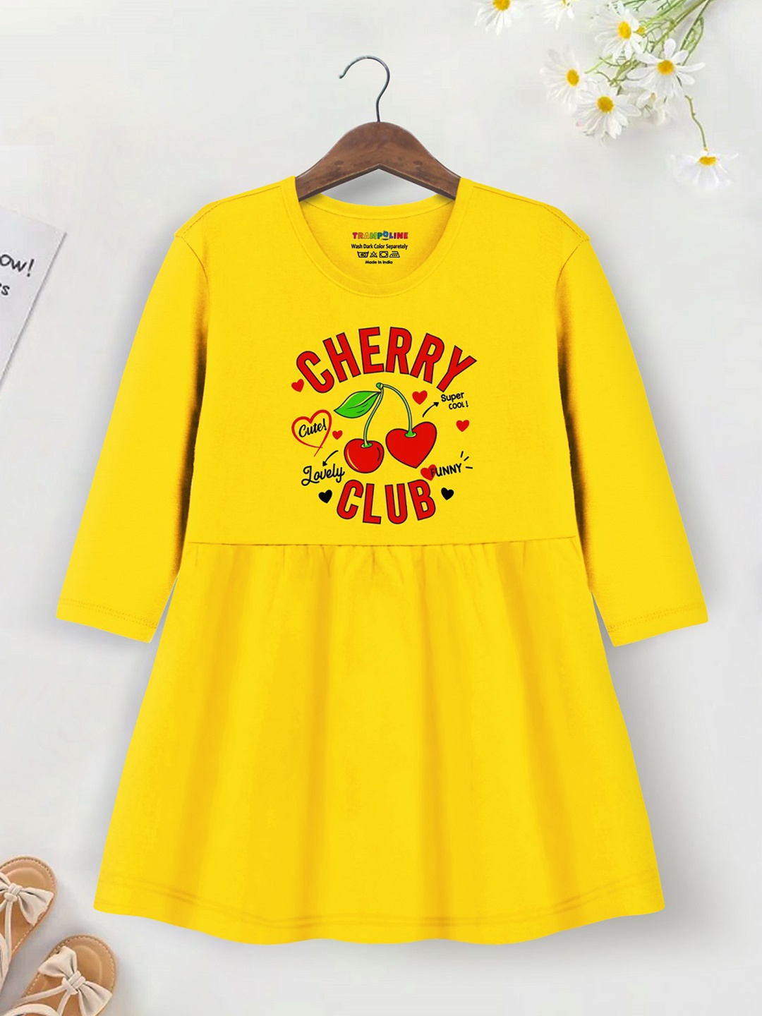 

YK X Trampoline Girls Print Fit & Flare Dress, Yellow