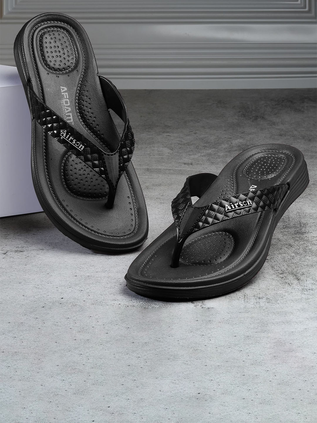 

Airson Women Thong Flip-Flops, Black