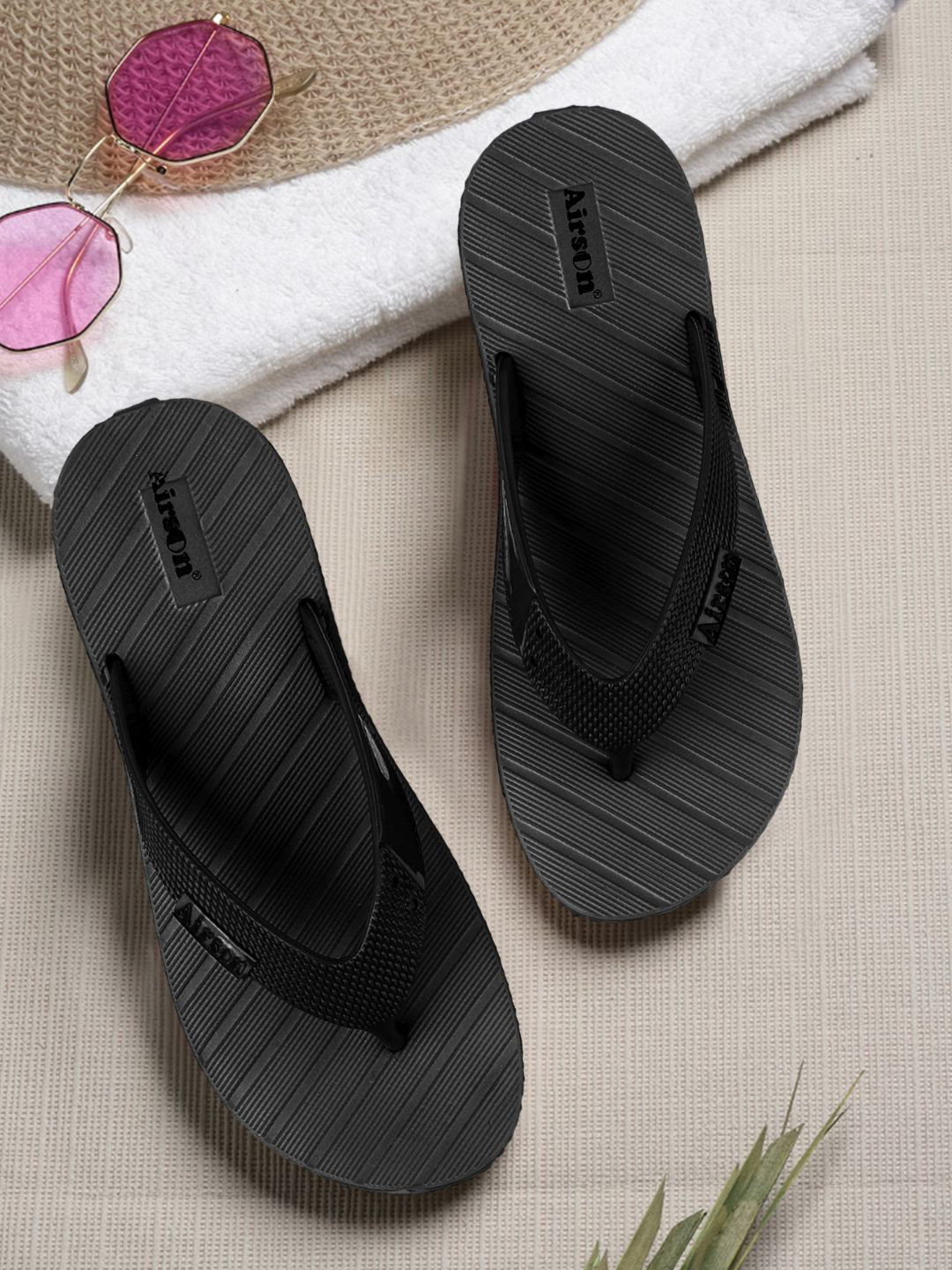 

Airson Women Thong Flip-Flops, Black