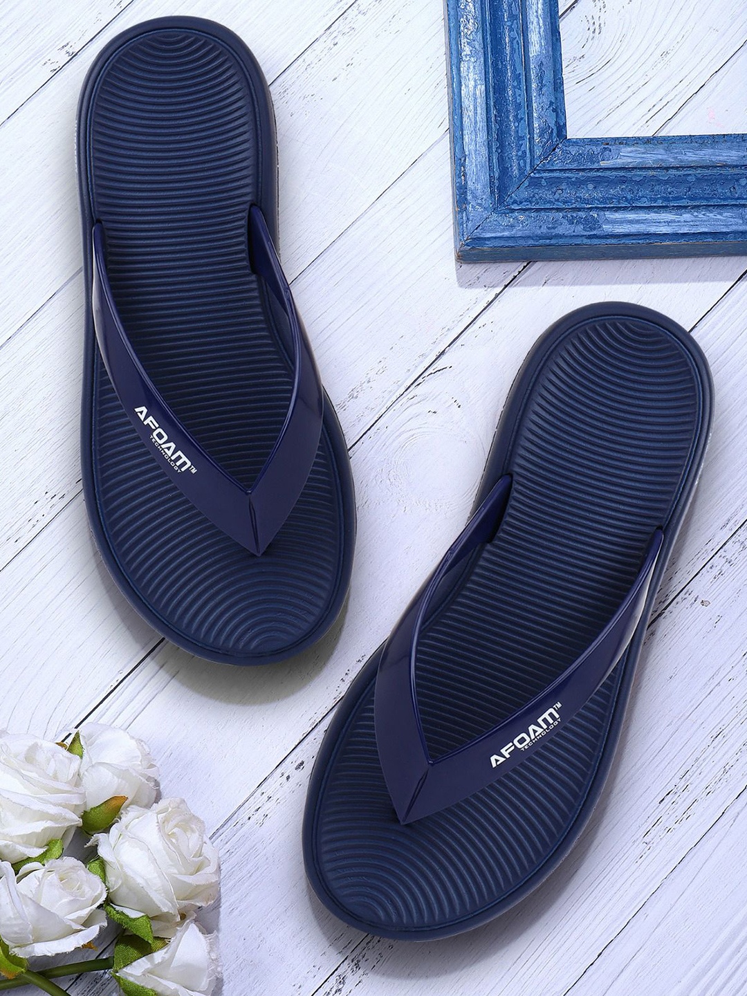 

Airson Women Self Design Thong Flip-Flops, Navy blue